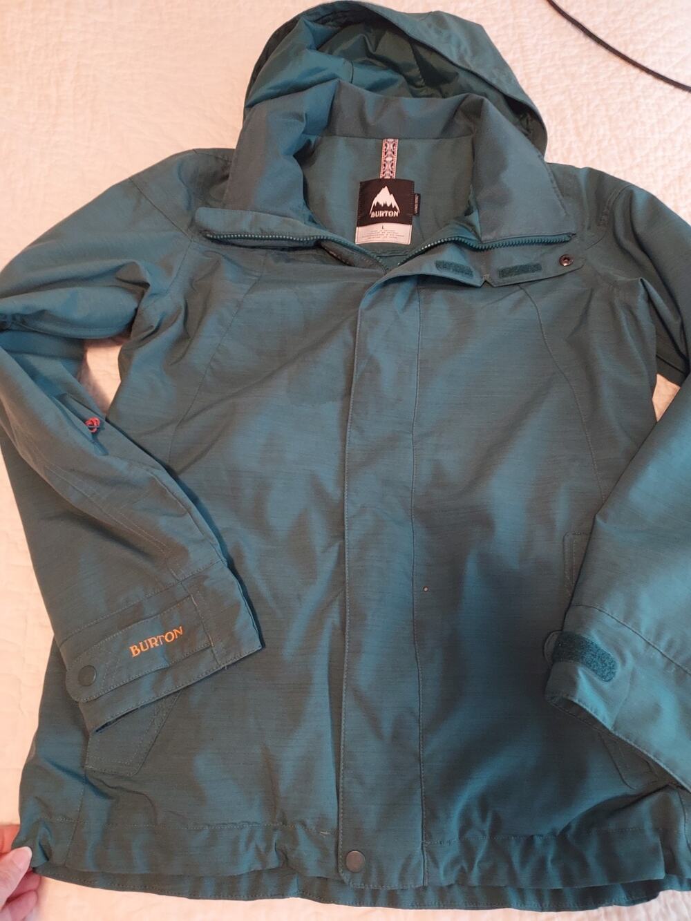 Burton jacket women size L Living lining GUC see descr. hooded Zipper hook/loop